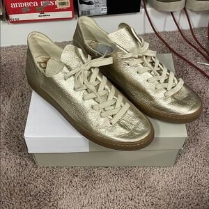 Gold Leather Women's Sneakers